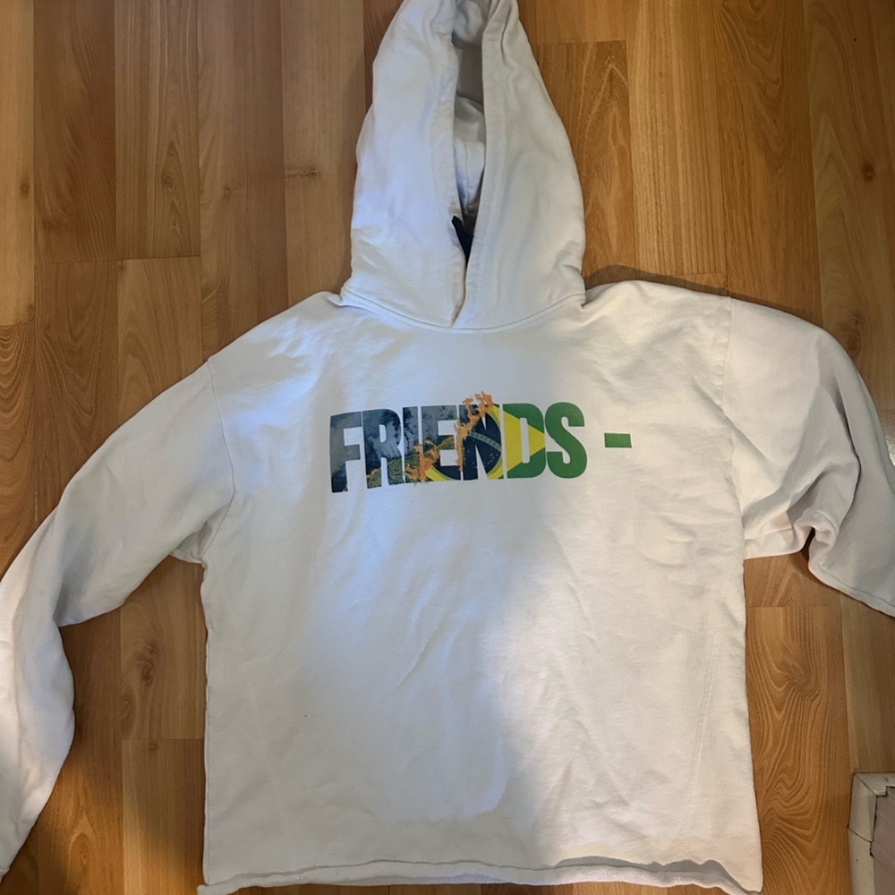 Vlone White Hoodie with Friends Graphic